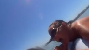 Wife gives a talented blowjob floating on rafts